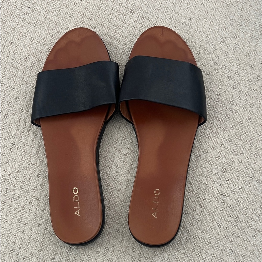 Aldo Women's Black and Brown Slide Sandals